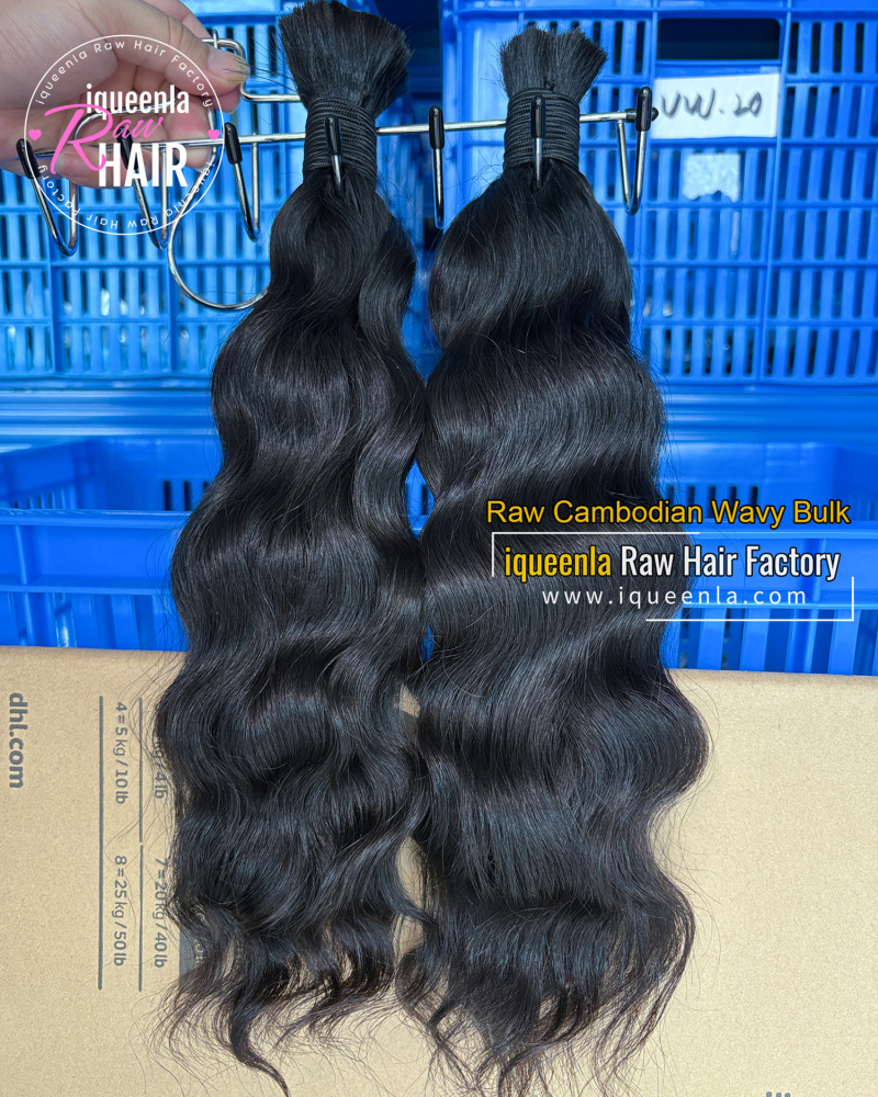iquenela Raw Cambodian Wavy No Weft Hair Raw Cambodian Wavy Bulk Braiding hair