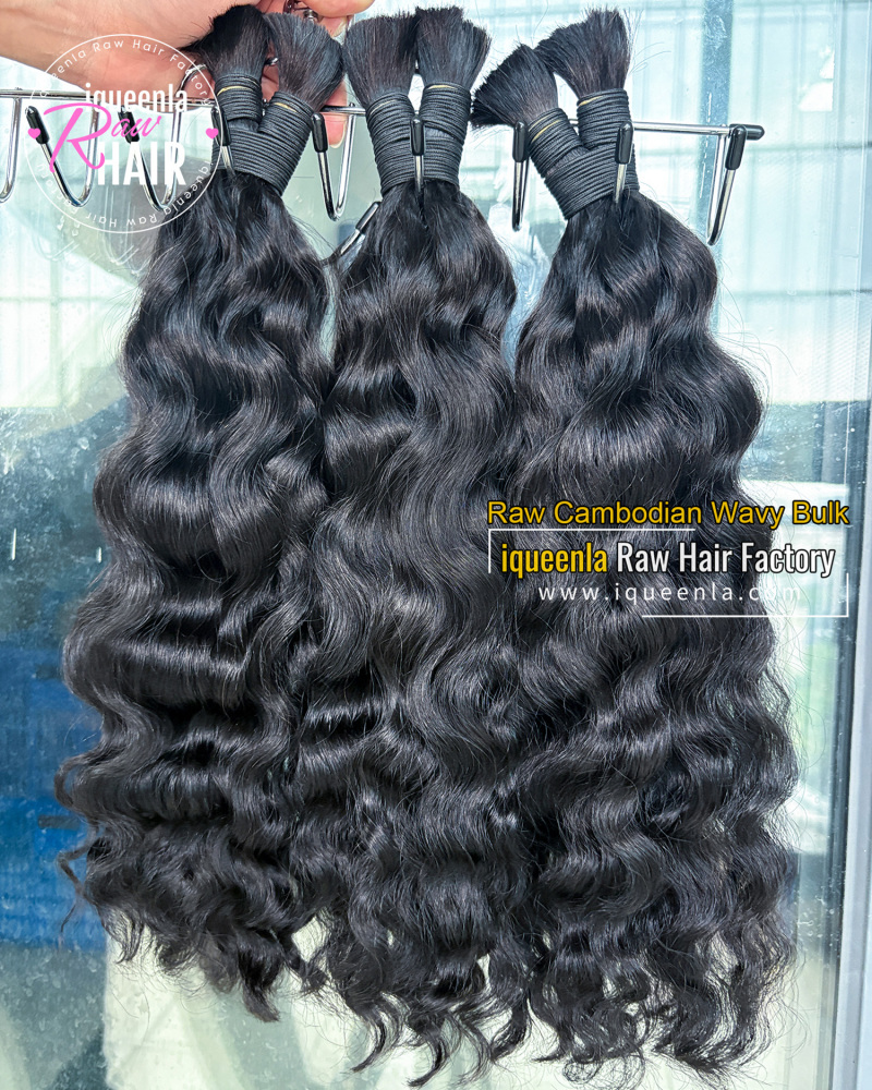 iquenela Raw Cambodian Wavy No Weft Hair Raw Cambodian Wavy Bulk Braiding hair