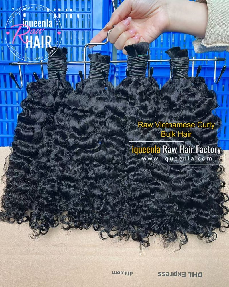 iquenela Raw Vietnamese Curly No Weft Hair Raw Vietnamese Curly Bulk Braiding hair