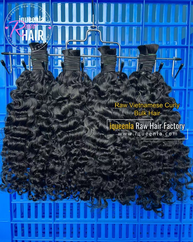 iquenela Raw Vietnamese Curly No Weft Hair Raw Vietnamese Curly Bulk Braiding hair