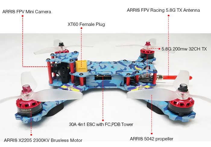 arris c250 v2 fpv racing drone