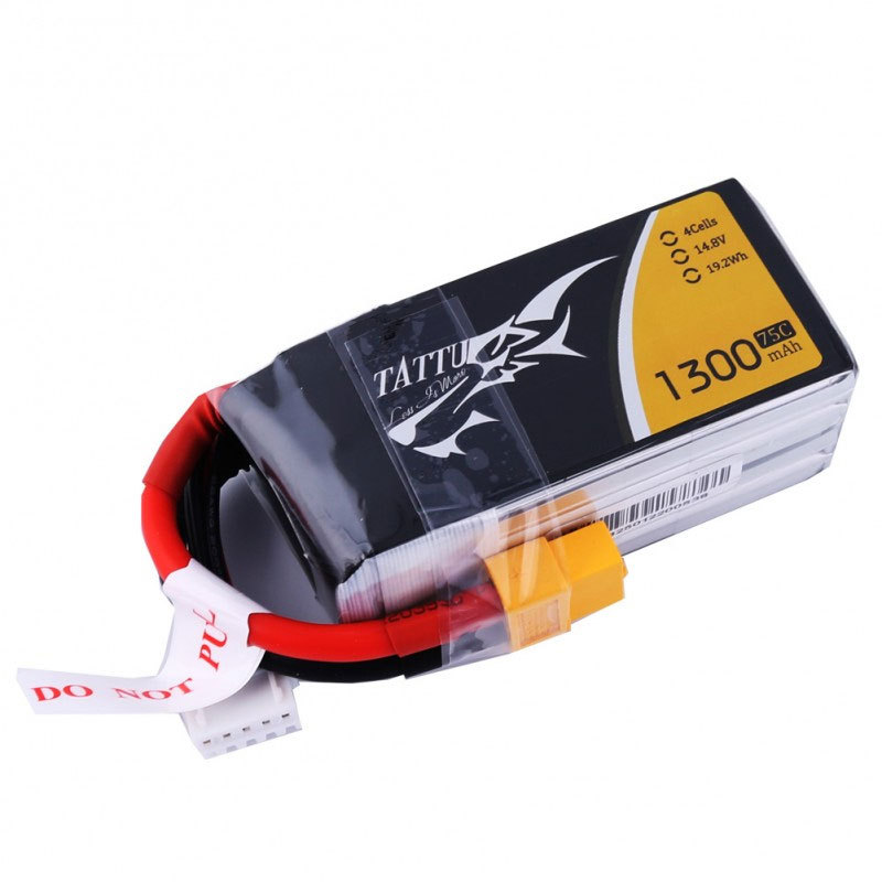 TATTU 4S 1300mAh LiPo Battery 75C with XT60 Plug