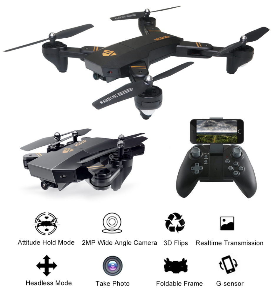 ARRIS Foldable RC Drone Wifi FPV 2.4G 4CH 6 Axis Altitude Hold Function Headless Quadcopter with 720P 2MP Wide Angle Camera