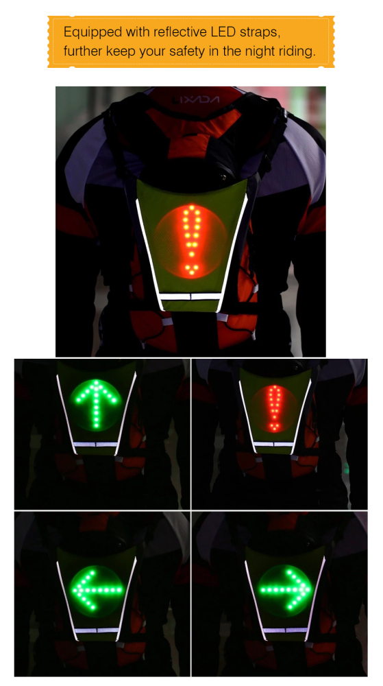 LED Turn Signal Bike Pack Accessory/Bicycle Backpack Widget