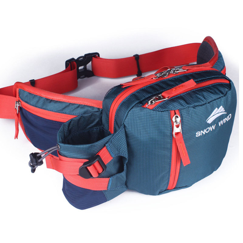 Snow Wind Multi-Function Zipper Pockets Water Resistant Waist Bag with Bottle Pocket
