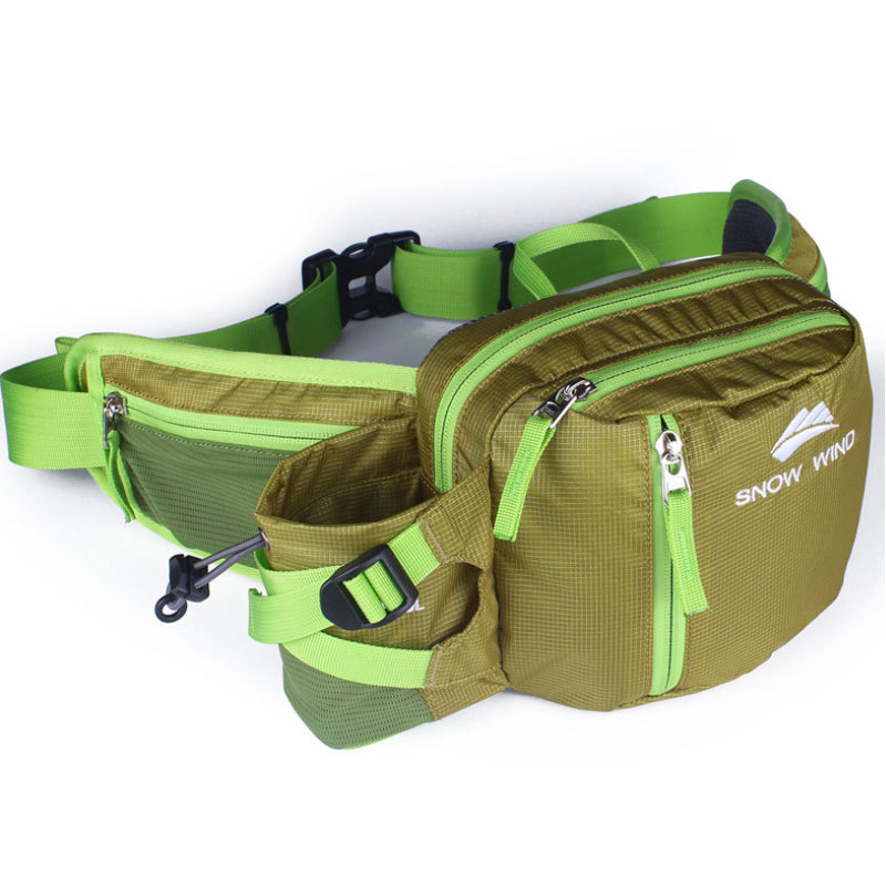 Snow Wind Multi-Function Zipper Pockets Water Resistant Waist Bag with Bottle Pocket