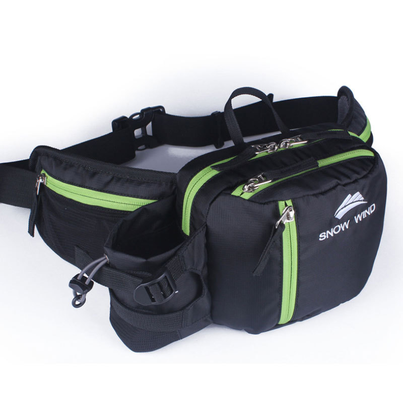 Snow Wind Multi-Function Zipper Pockets Water Resistant Waist Bag with Bottle Pocket