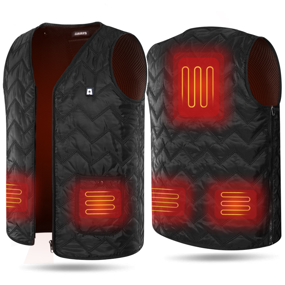 ARRIS Heated Vest Size Adjustable 7.4V Battery Electric Warm Winter Vest for Outdoor Hiking   Camping