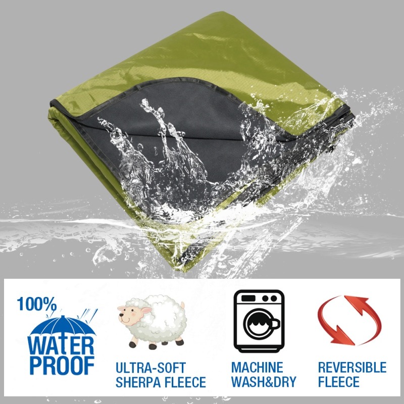 Fancywing Multifunctional Outdoor Fleece Blanket Waterproof Blanket for Picnic Camping Beach