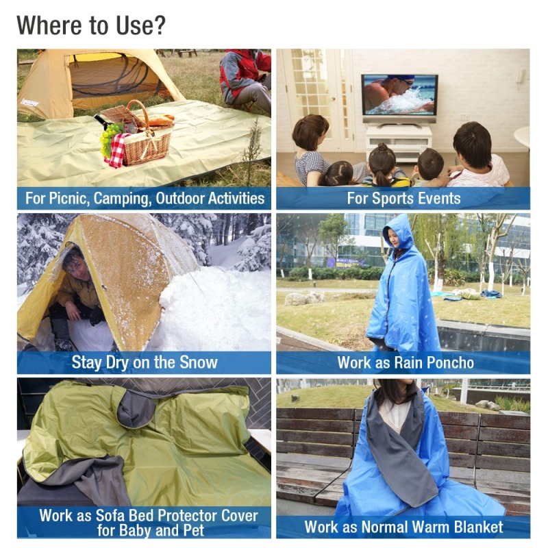 Fancywing Multifunctional Outdoor Fleece Blanket Waterproof Blanket for Picnic Camping Beach