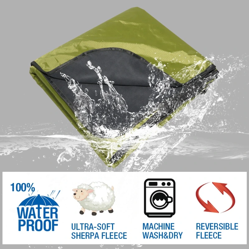 Fancywing Multifunctional Outdoor Fleece Blanket Waterproof Blanket for Picnic Camping Beach