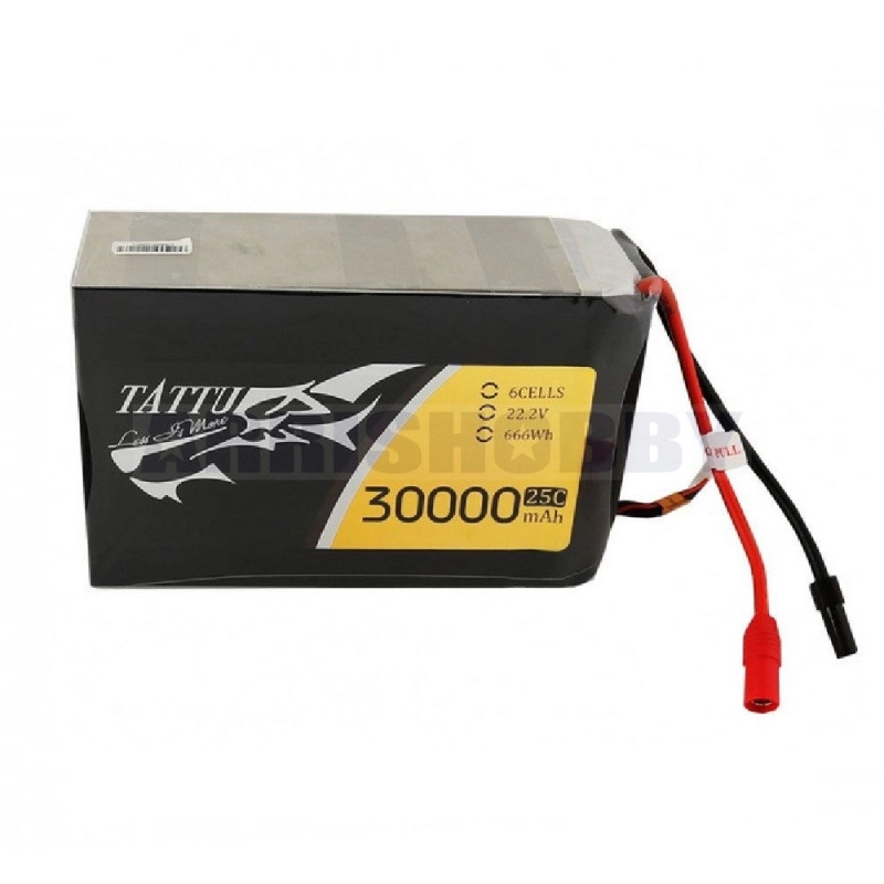 Tattu 22.2V 30000mAh 25C 6S1P Lipo Battery Pack with AS150+XT150 Plug