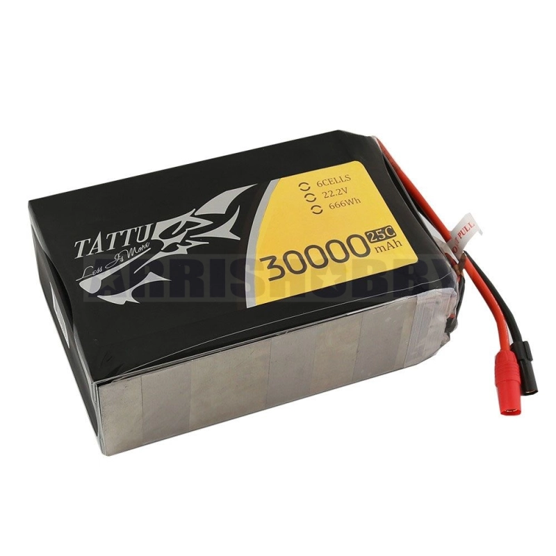 Tattu 22.2V 30000mAh 25C 6S1P Lipo Battery Pack with AS150+XT150 Plug