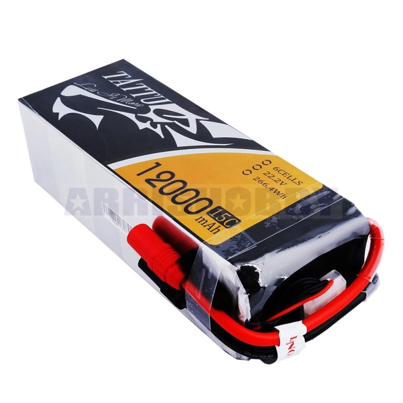 Tattu 6S 12000mAh 15C 22.2V Lipo Battery Pack with AS150+XT150 plug