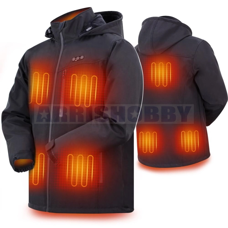 ARRIS 7.4V Battery Heated Jacket for Men Heated Clothing Warm Jacket with 7200mah Battery 8 Heating Panels Jacket