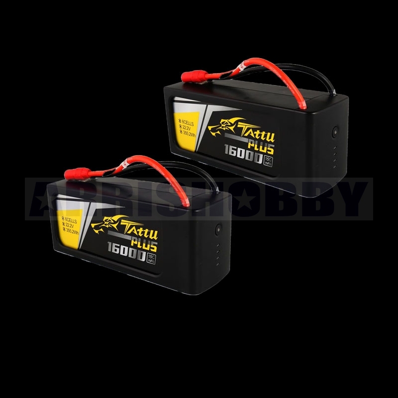 Tattu Plus 6S1P 22.2V 16000mAh 25C Lipo Smart Battery Pack with AS150+XT150 Plug (2pcs)