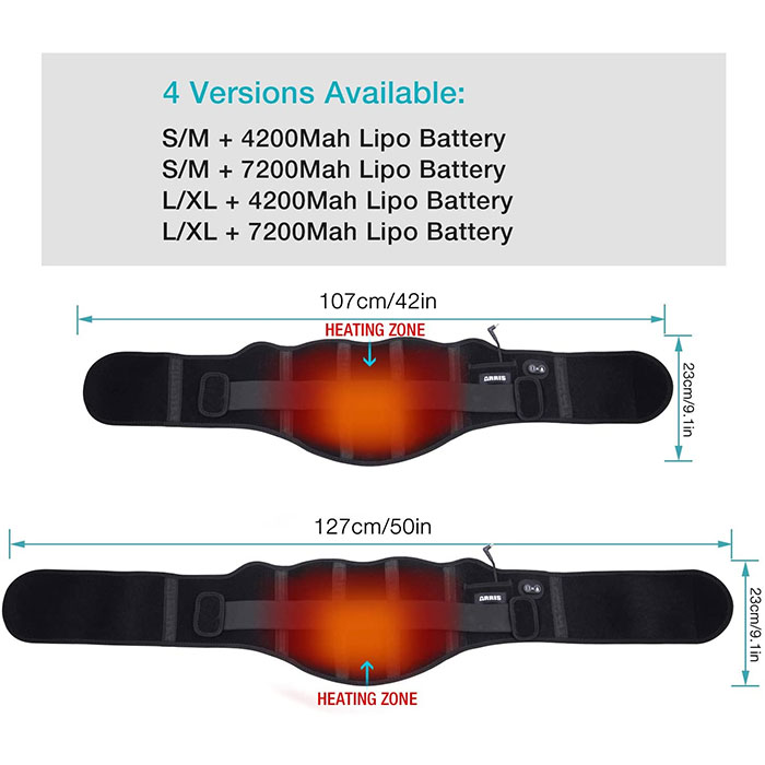 ARRIS Lower Back Heating Pad/Heating Waist Belt Wrap w/7.4V 5000Mah
