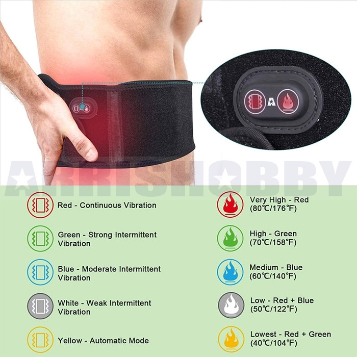 ARRIS Lower Back Heating Pad/Heating Waist Belt Wrap w/7.4V 7200Mah Rechargeable Battery Far Infrared Heat Therapy