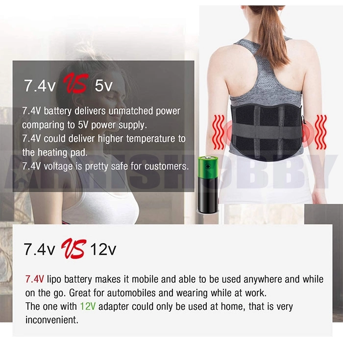 ARRIS Lower Back Heating Pad/Heating Waist Belt Wrap w/7.4V 5000Mah