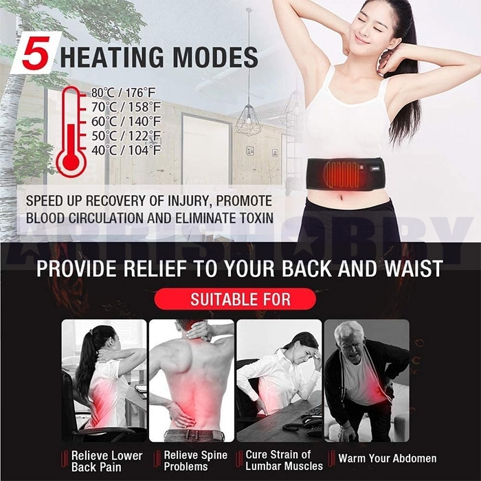 ARRIS Heating Pads for Back Pain - Heating Waist Belt Wraps with 7.4V Rechargeable Battery