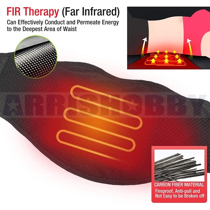 ARRIS Lower Back Heating Pad/Heating Waist Belt Wrap w/7.4V 7200Mah Rechargeable Battery Far Infrared Heat Therapy