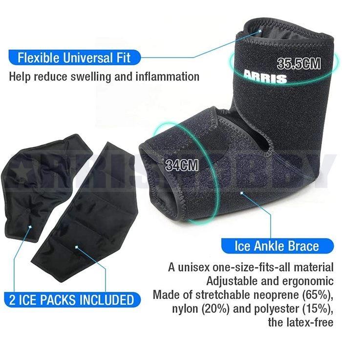 Ankle and Foot Ice Pack Therapy Wrap for Sprained Ankle, Achilles Tendon Injuries, Plantar Fasciitis, Bursitis &amp; Sore Feet