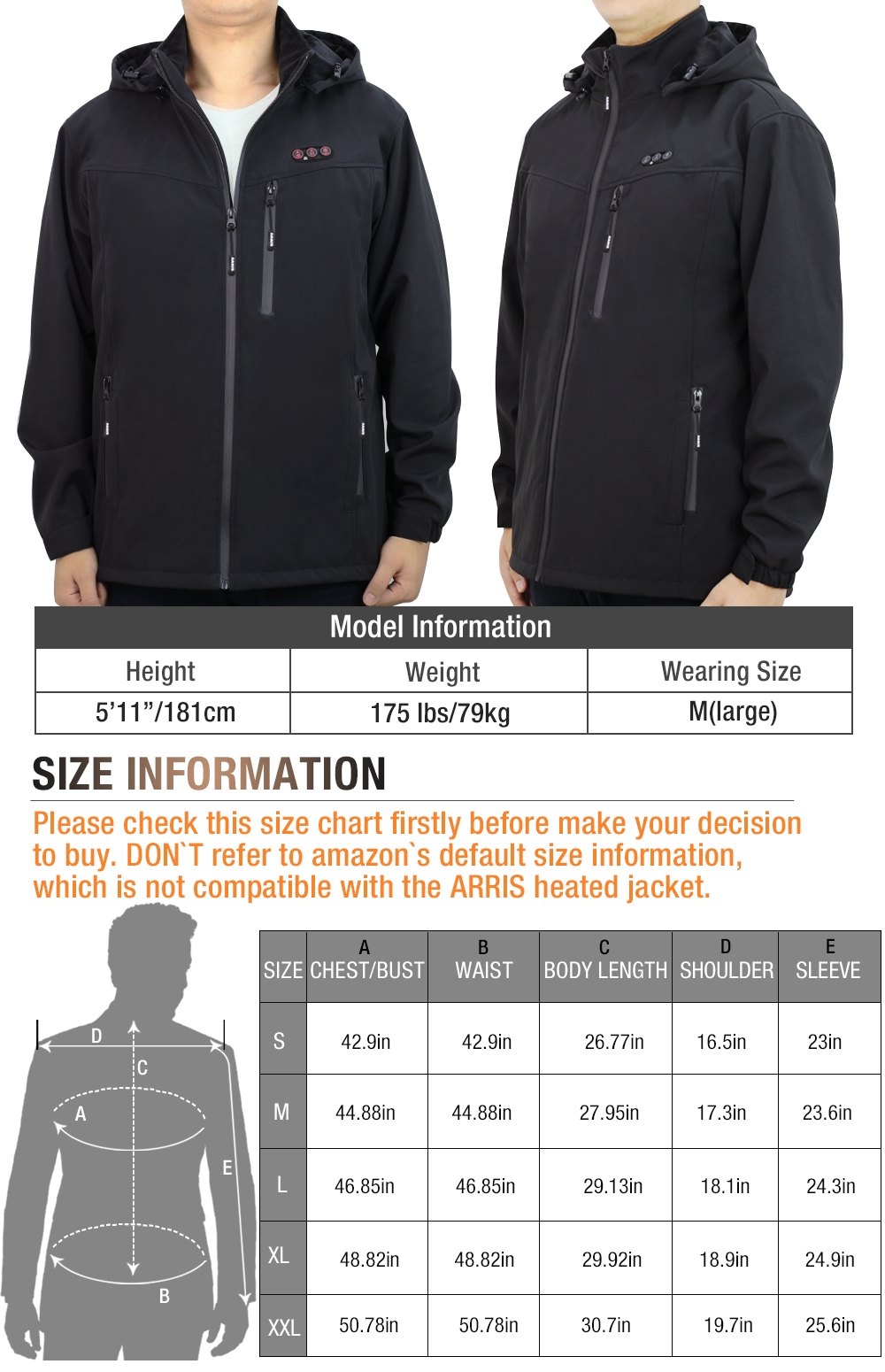 2021 New ARRIS Heated Jacket for Men, Electric Warm Heating Coat with 7 ...