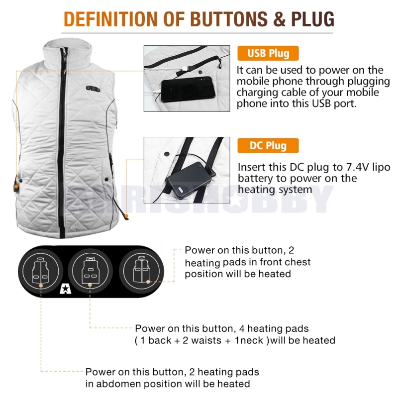 ARRIS Heated Vest for Women, Size Adjustable 7.4V Electric Warm Vest 8 Heating Panels with Battery Pack