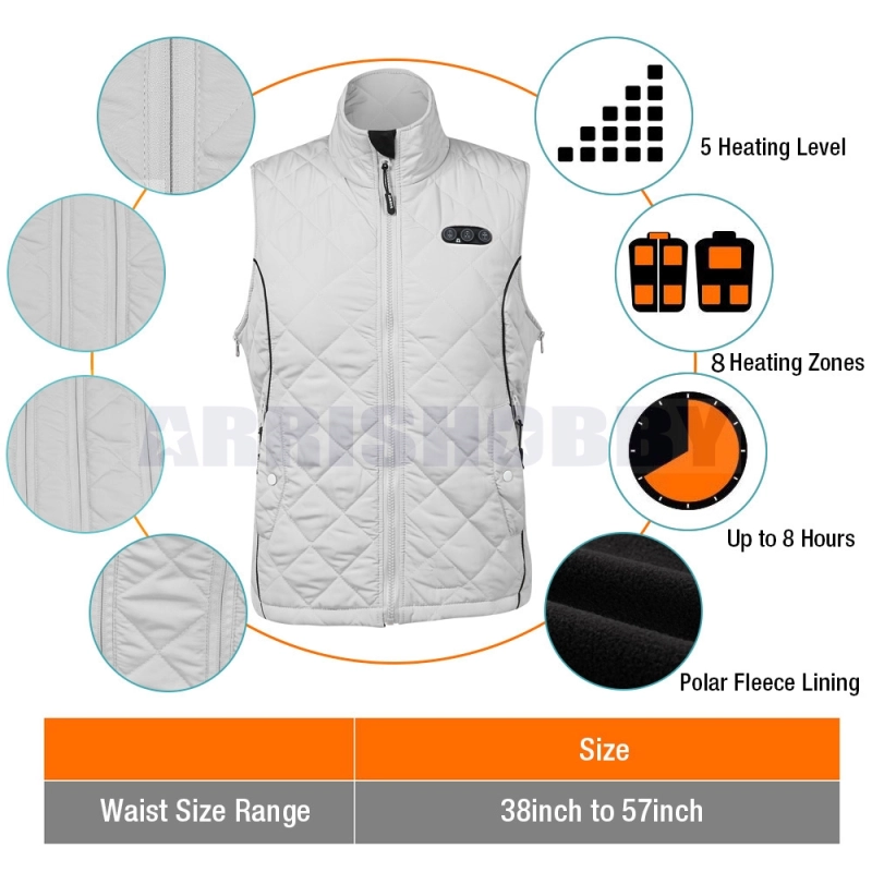 ARRIS Heated Vest for Women, Size Adjustable 7.4V Electric Warm Vest 8 Heating Panels with Battery Pack