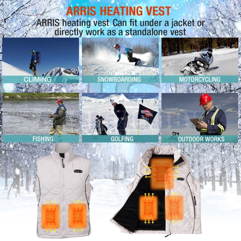 ARRIS Heated Vest for Women, Size Adjustable 7.4V Electric Warm Vest 8 Heating Panels with Battery Pack