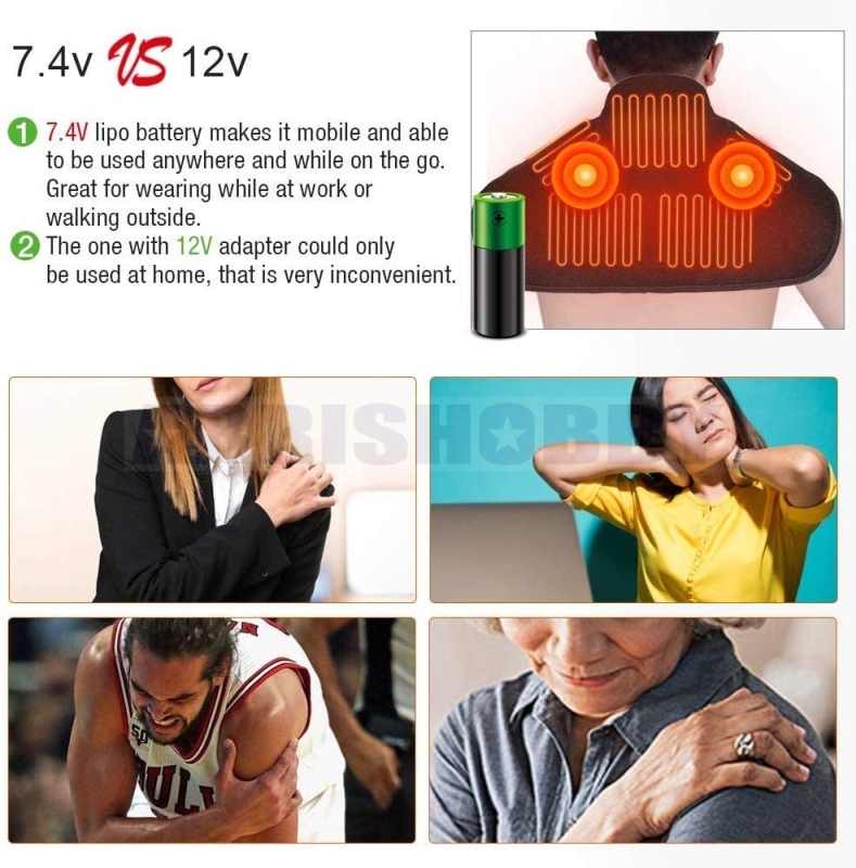 ARRIS Heating Massage Wrap for Neck Shoulder with Vibration Massager for Pain Relief with 7.4V Battery Pack