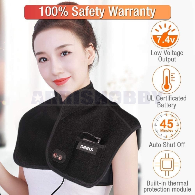 ARRIS Heating Massage Wrap for Neck Shoulder with Vibration Massager for Pain Relief with 7.4V Battery Pack