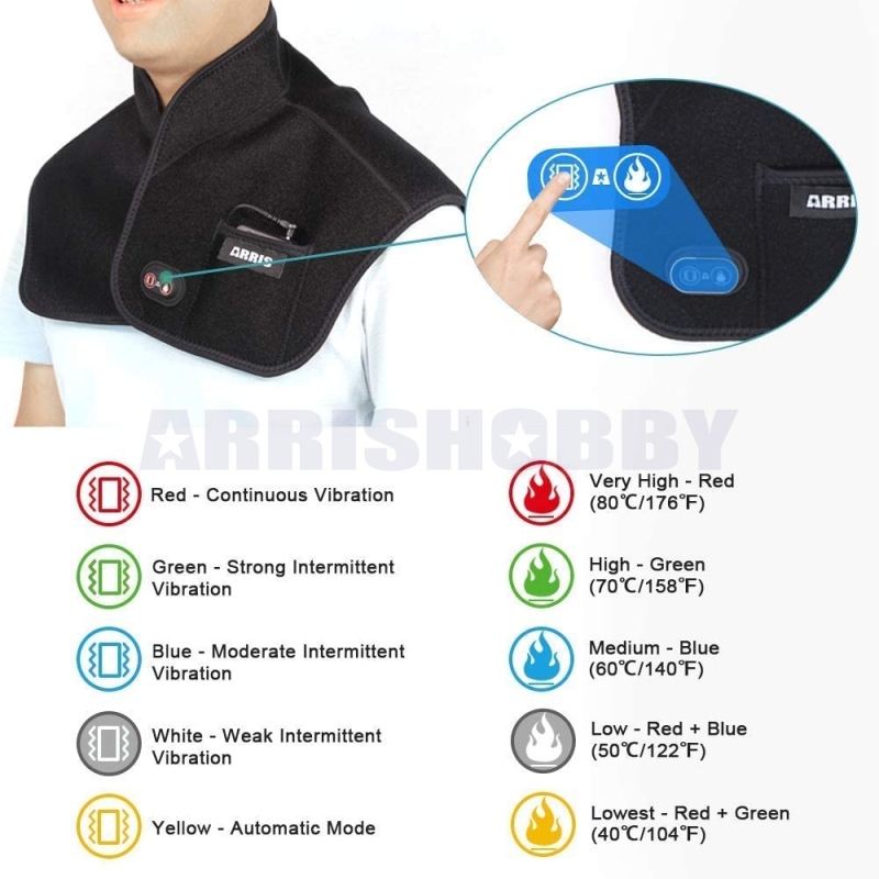 ARRIS Heating Massage Wrap for Neck Shoulder with Vibration Massager for Pain Relief with 7.4V Battery Pack
