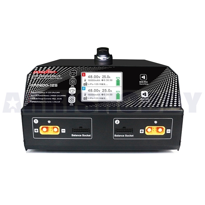 Ultra Power UP2400-14S 2X1200W 25A LiPo LiHV Battery Balance Charger With LCD Display for 6-14S Battery