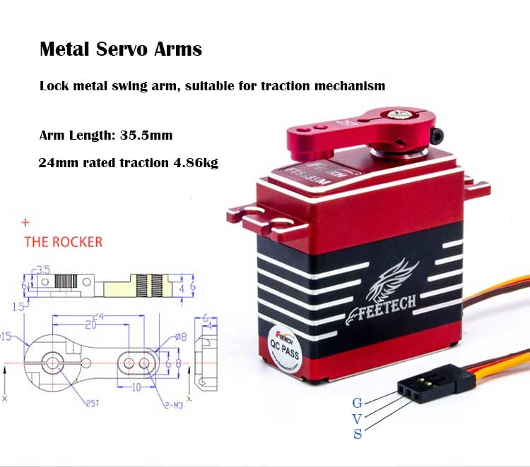 FEETECH FT5835M 7.4V 35kg.cm High Torque Digital 180 Degree Steel Gear Standard Digital Servo