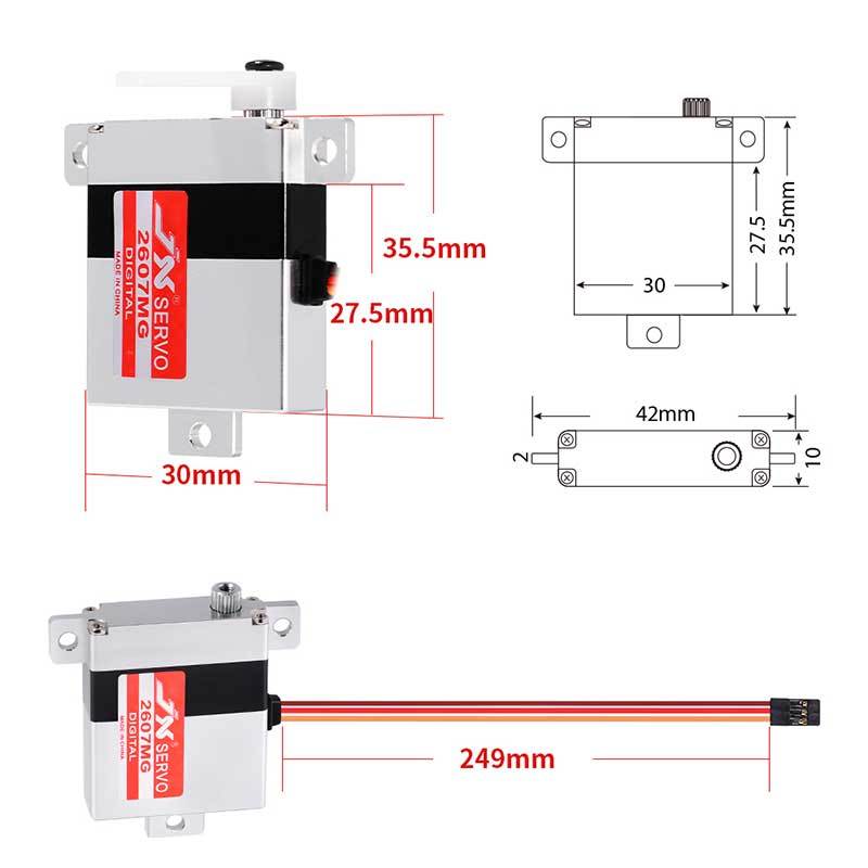 JX Servo PDI-2607MG 7.2kg 0.13 Sec Digital Full Metal Servo for RC Glider RC Airplane