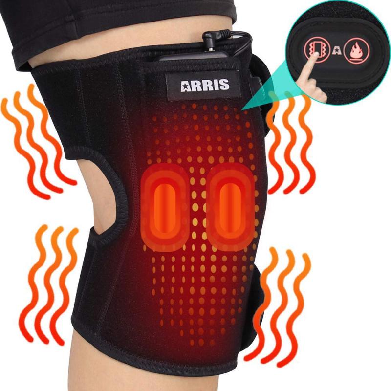 ARRIS Heated Knee Brace Wrap Heating Knee Pad with Massage Vibration Motor with 7.4V Battery Pack