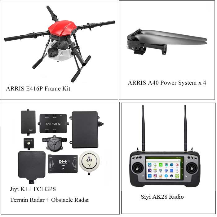 EFT E416P 4 Axis 16L Agriculture Spraying Drone Farm Drone Complete Version