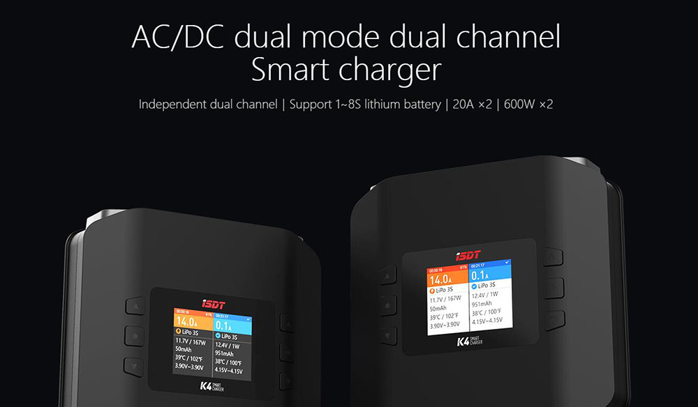 ISDT K4 Dual Channel Smart Balance Charger 