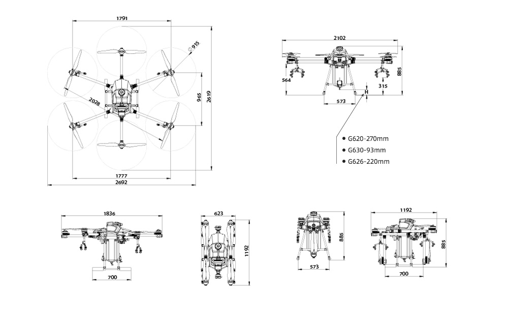 EFT G626 6 Axis 26L 26KG GX626 High Capacity UAV Agriculture Sprayer ...