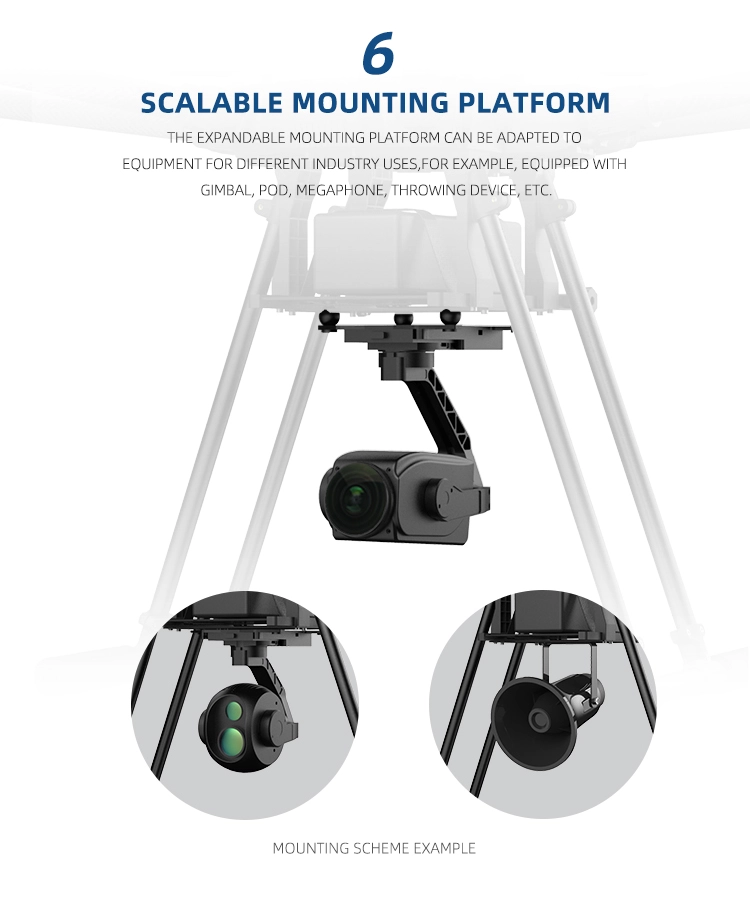 EFT X6120 Drone equipped with gimbal, pod, megaphone, throwing device, etc. mounting scheme example