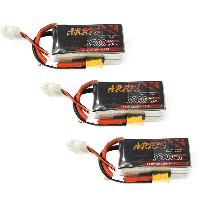 ARRIS 4S 14.8V 1500mAh 80C Graphene LiPo Battery (3 PCS)