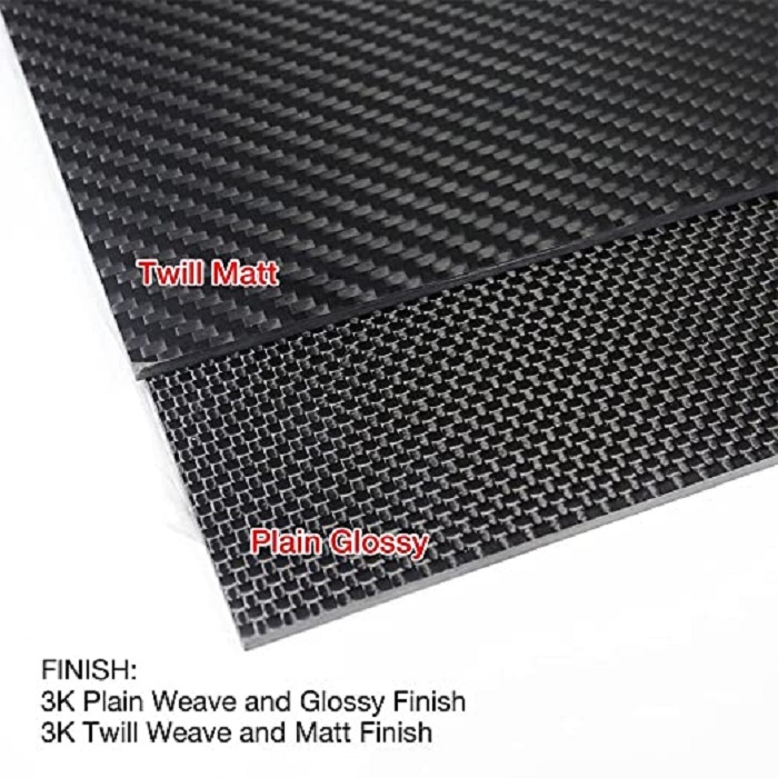 100X250X2.0MM100% 3K Plain Weave Carbon Fiber Sheet Laminate Plate Twill Weave Panel 2.0mm Thickness