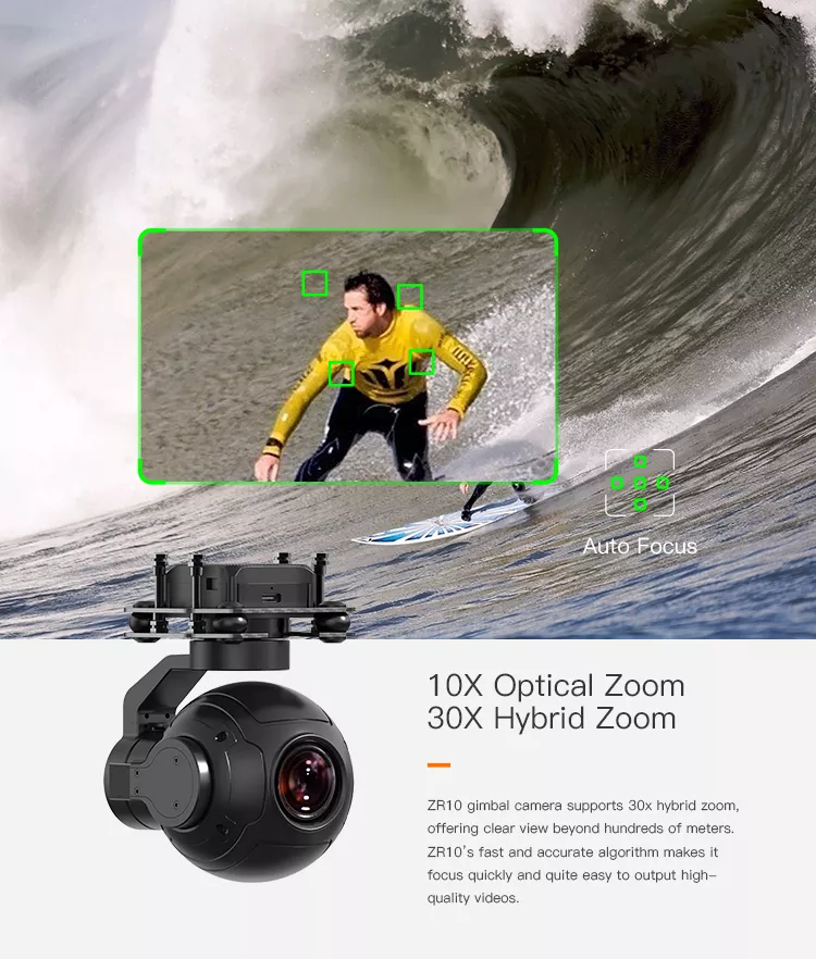 SIYI ZR10 is a 3 Axis stablizer with 2K 4MP QHD 30X Hybrid Zoom camera