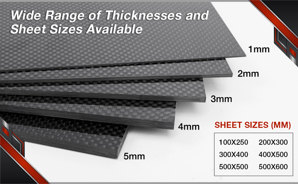 CARBON FIBRE SHEET .079 in 2MM 400 x 500 mm