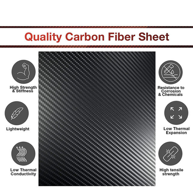 500X500X1.0MM100% 3K Plain Weave Carbon Fiber Sheet Laminate Plate Twill Weave Panel 1.0mm Thickness
