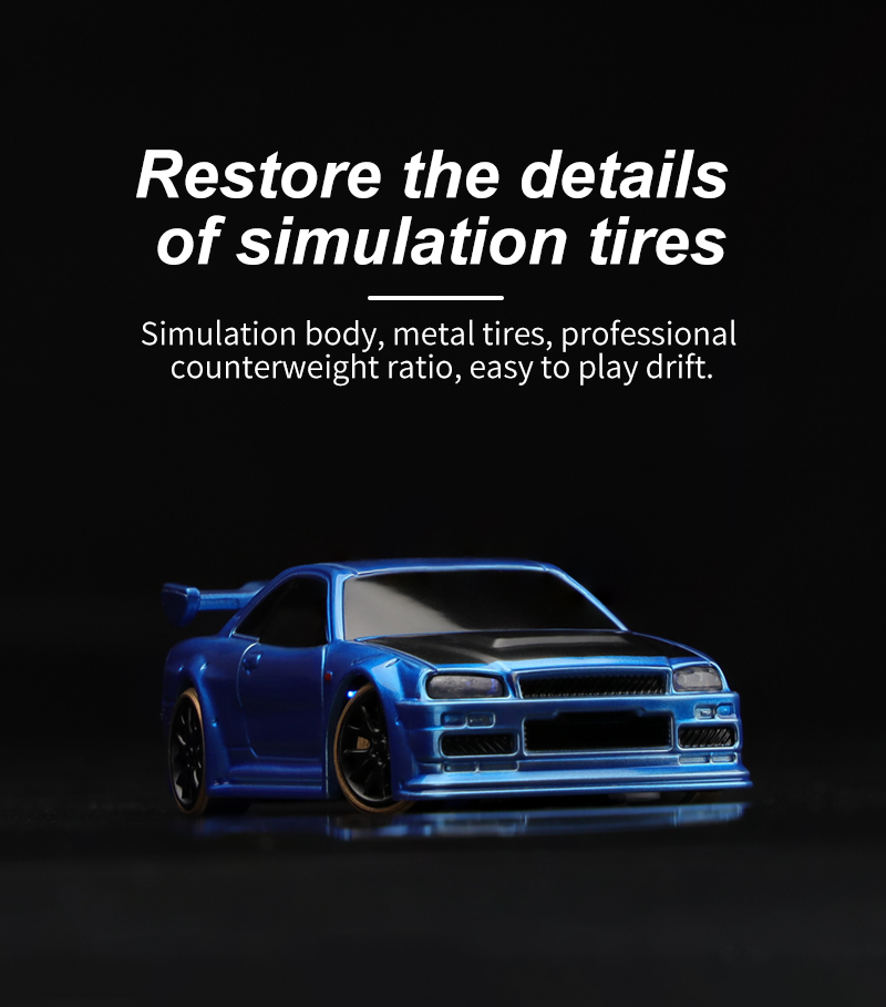 1/76 RC Drift Nissan Skyline GTR R34 by Turbo Racing C64 radio control toy  car 