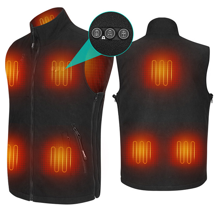 ARRIS Fleece Heated Vest for Men 7.4V Electric Warm Vest 8 Heating Panels Size Adjustable for Hiking Cycling