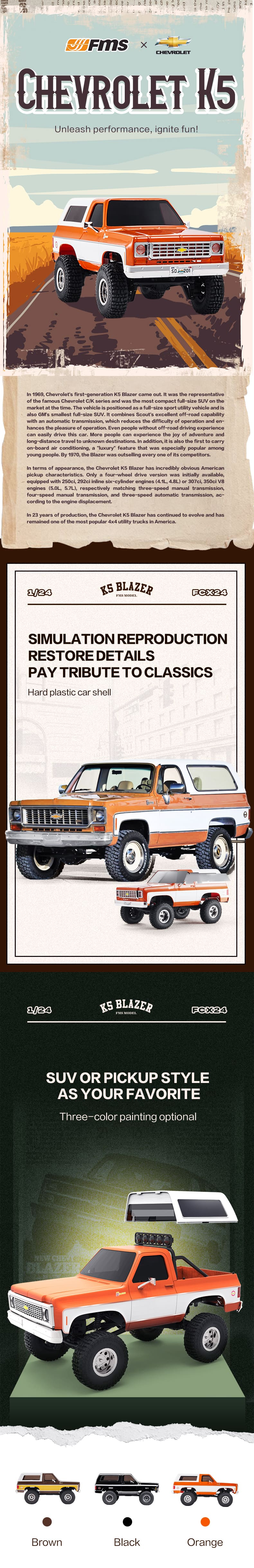 FMS 1/24 FCX24 Chevrolet K5 Blazer RC Car RTR