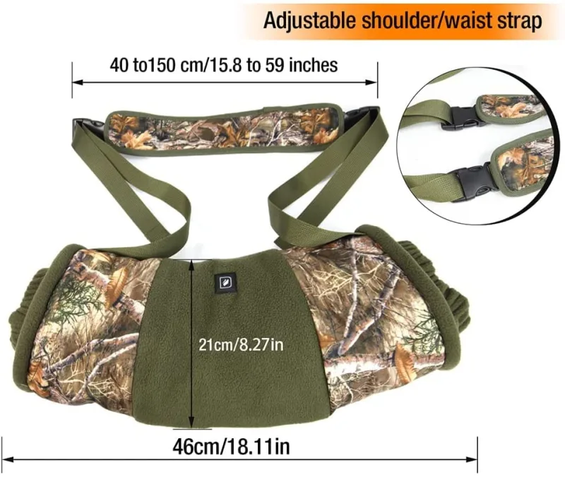 DUKUSEEK Heated Hand Muff for Hunting, Electric Hand Warmer Hunting Pouch with Rechargeable Battery for Winter Outdoor Hunting